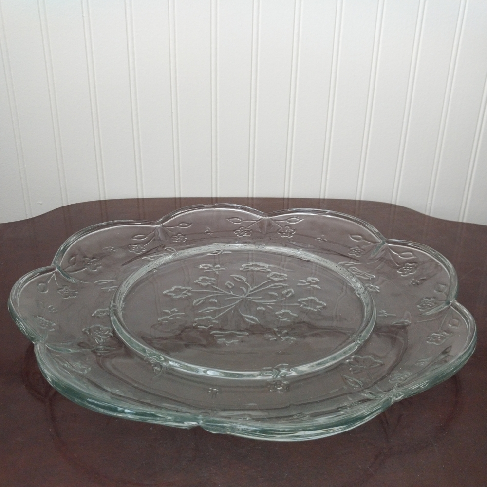 Vintage Anchor Hocking Savannah Cheese and Cracker Plate Floral Serving Platter - Picture 4 of 13